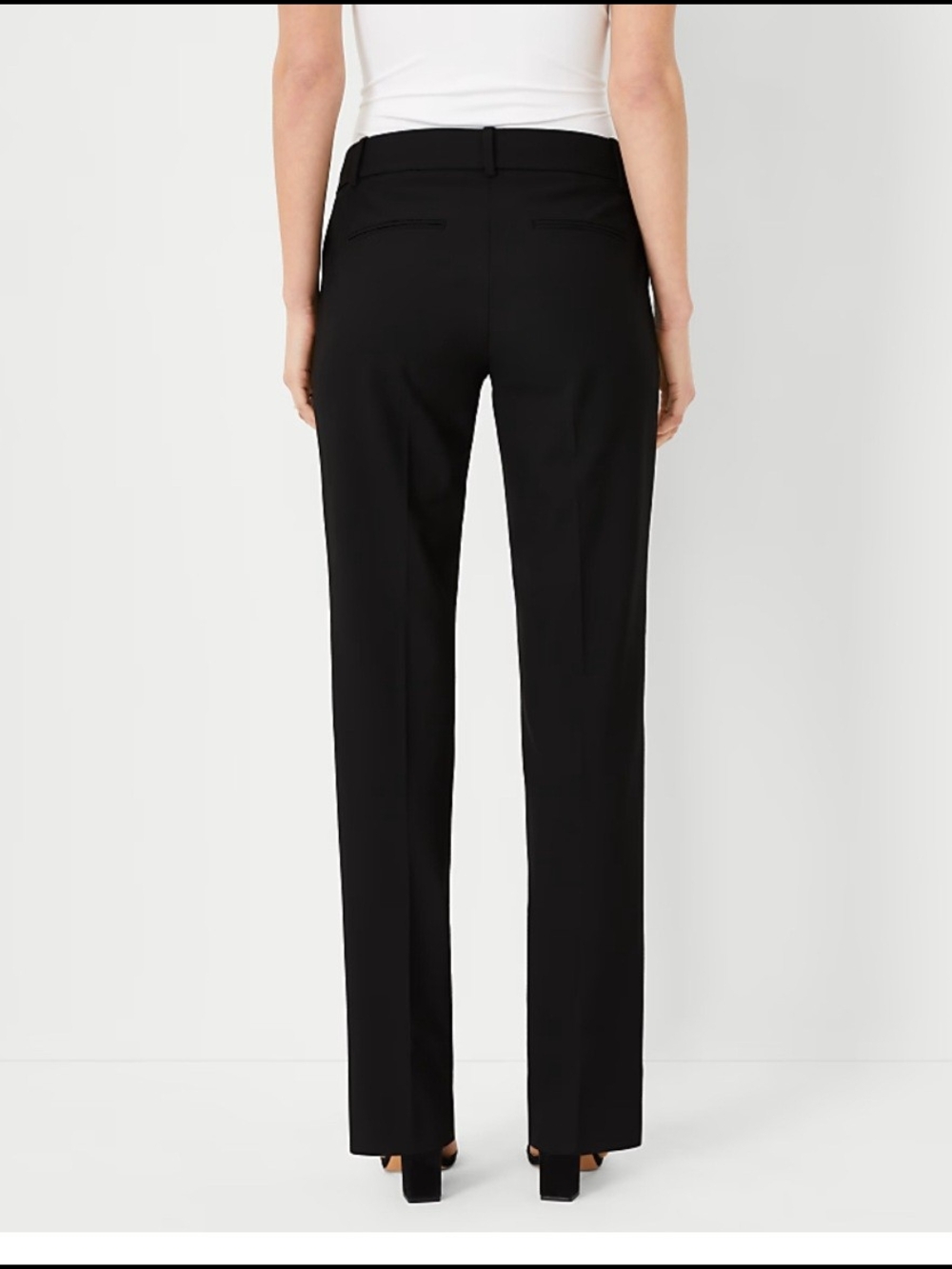 Ann Taylor Black Straight-Leg Dress Trousers 2 Petite Midrise - Picture 2 of 11